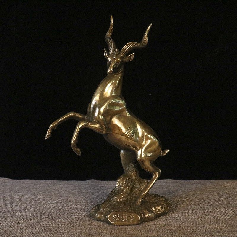 黄铜复古领头羊生肖摆件铜藏羚羊吉祥物家居办公室玄关桌面摆设,家居饰品,桌面摆件,淘宝优惠券,粉丝福利购,淘宝优惠卷