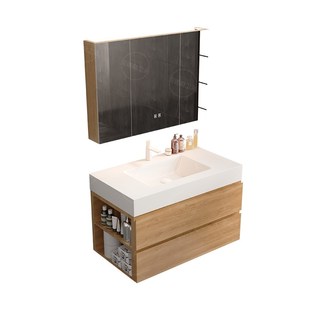 【高端设计师定制】岩板陶瓷盆无缝连接浴室柜洗手盆洗脸池