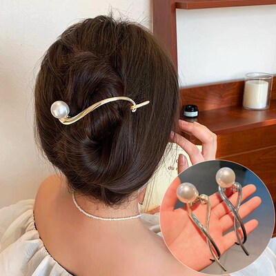 Korean Fashion Pearl Hair Claw Clips For Women Girls Elegant