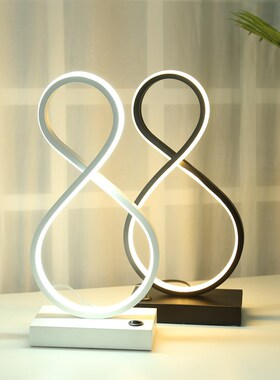 Modern LED Spiral Table Lamp 8 Shaped Desk Bedside 18w Acryl