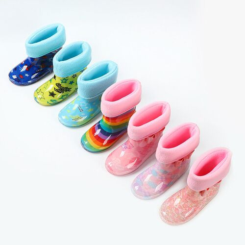 Export Floral Cloth Childrens Rain Boots In Stock Baby Anti