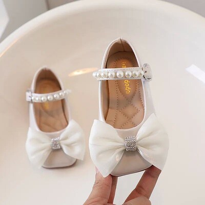 Girls Flower Wedding Shoes for Baby Kids Flats String Bead M