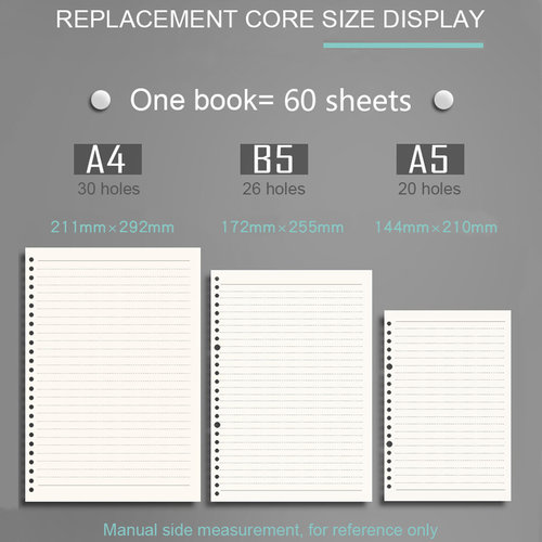 Diary A5 B5 A4 Transparent Loose Leaf Binder Notebook Inner