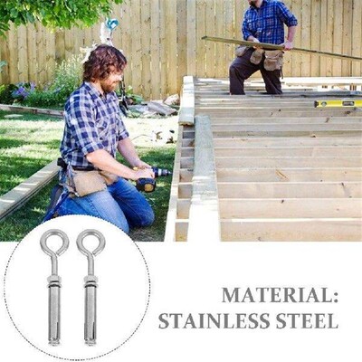 2 Pcs Concrete Anchor Eye Bolt Expansion Screw Brick Wall