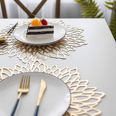 Placemats For Kitchen Table PVC Round Coaster Pads Insulatio