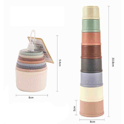8Pcs/Set Baby Stacking Cup Toys Colorful Infants Toddlers Ba