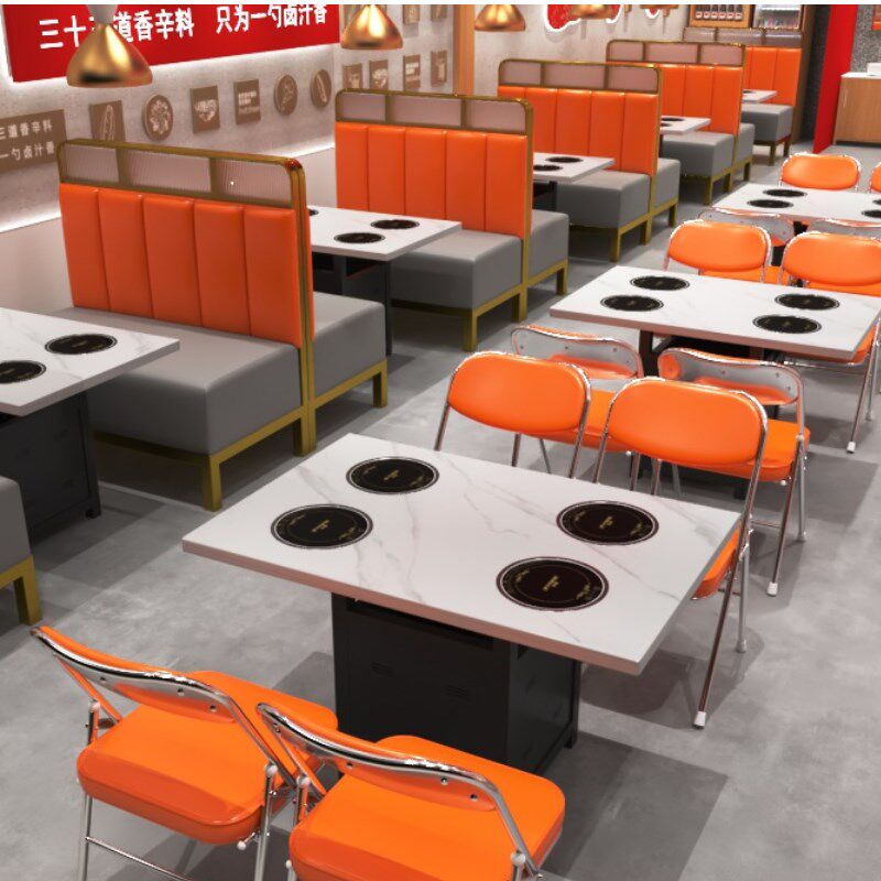 大理石岩板火锅桌子海鲜自助一人一锅小火锅电磁炉一体串串香桌椅,商业/办公家具,火锅桌,淘宝优惠券,粉丝福利购,淘宝优惠卷