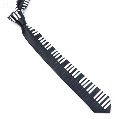Classic Musical Notes Printed Tie Silky Narrow Neckties Slim