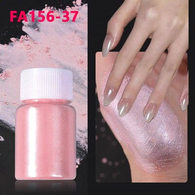 1Bottle Pink/White Pearlescent Nail Art Powder Glitter Merma