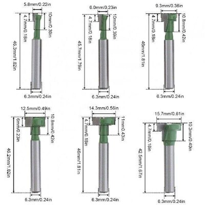 6pcs/set Tungsten Steel Keyhole Router Bits Set 1/4 Inch