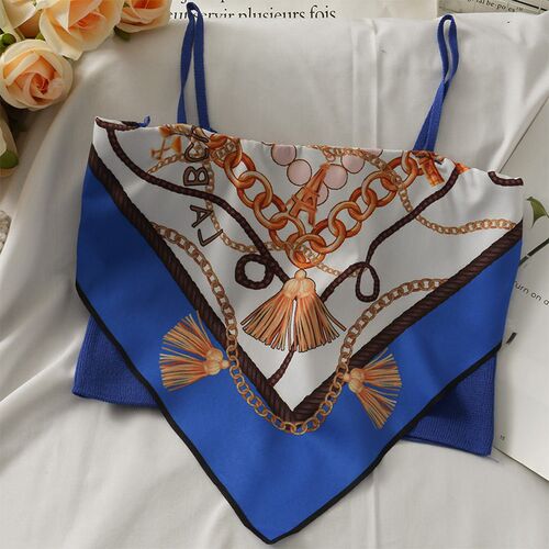 Hikigawa Women Fashion Vintage Print Patchwork Crop Top Knit
