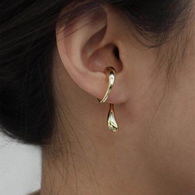 Personalized geometric drop-shaped ear clip without ear hole