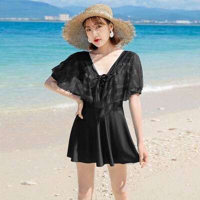 New Swimsuit Womens Black Lace Conservatively Conservative