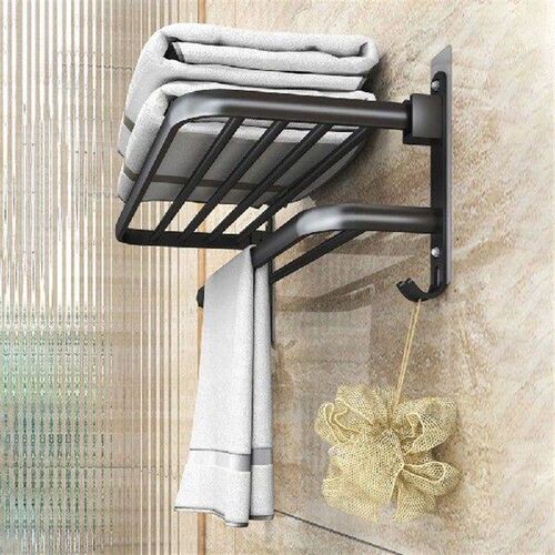 Towel Rack 40-60 CM Folding Holder With Hook Bathroom