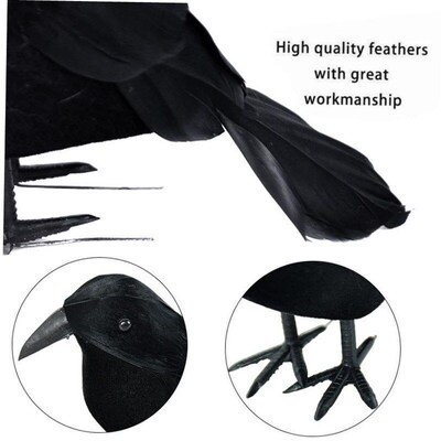 1pc Halloween Black Crow Model Simulation Fake Bird Animal1