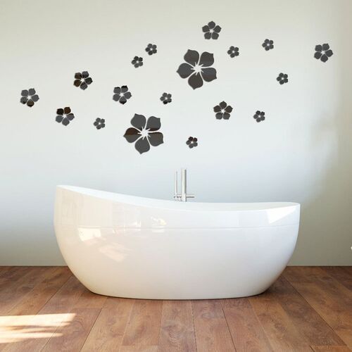 18PCS/Set Mirror Wall Stickers Flower Wall Sticker DIY Acry