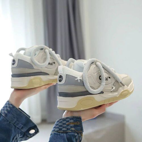 YUDX Student Black Platform Bread Shoes for Women Couples Al
