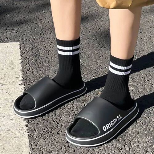Feslishoet Women Letter Slippers Beach Slides Solid Color Me