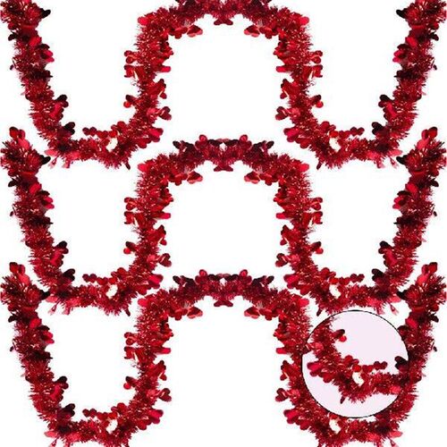 2-8m Valentines Heart Tinsel Garland Decorations Metallic