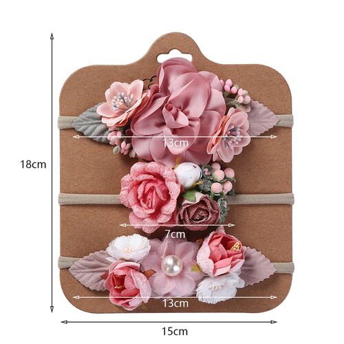 3Pcs/Lot Artificial Flower Baby Headband Newborn Boy Girl Pe