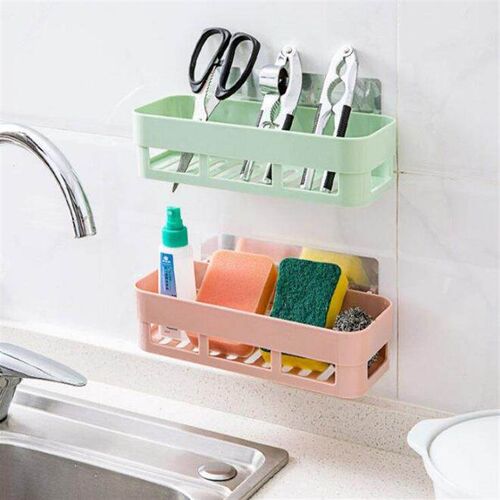 Creative Rectangular Strong Traceless Adhesive Bathroom Shel