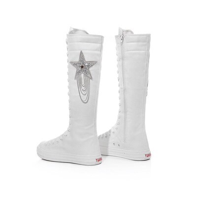 New Long Canvas Shoes Five-pointed Star Pattern Dance Shoes