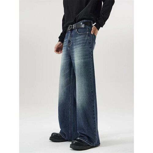 4 Colors Autumn Vintage Disressed Mens Baggy Straight Jeans