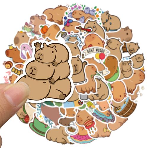 10/50PCS Plump Capybara Cartoon Cute Brown Animals ers Scrap