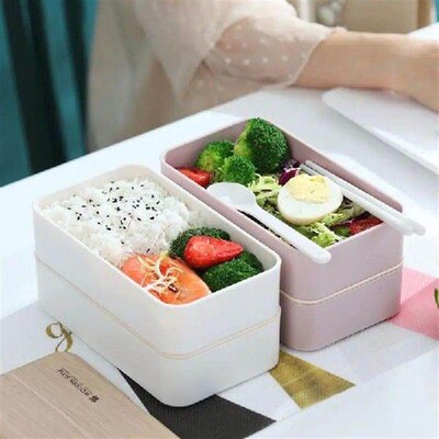 Double Layered Plastic Bento Box Microwave Safe Japanese