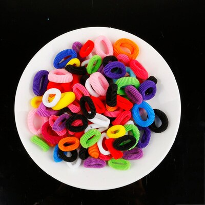 100Pcs 2cm 2.5cm Candy Color Elastic Hair Band Children Girl