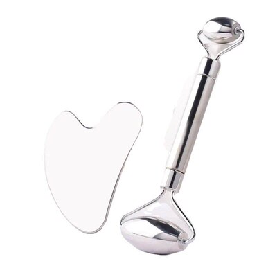 steel gua sha massage face roller guasha tool 专用面部刮痧板