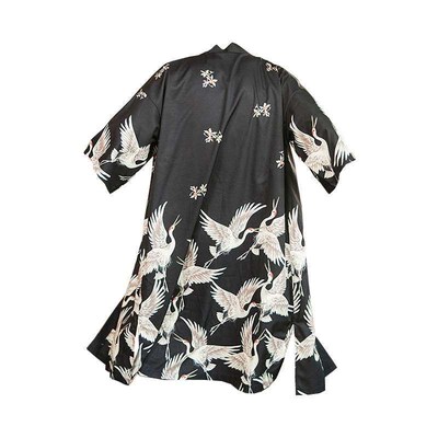 Hanfu Tang Suit Mens Mid-length Crane Robe Antique Sunscree