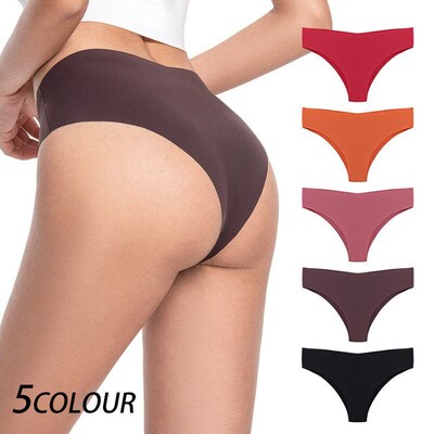 Plus Size Womens Low Rise Briefs Sexy Plain Color Panties fo