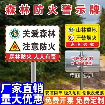 森林防火标识牌林区防护宣传严禁烟火安全警示牌护林防火牌插地牌