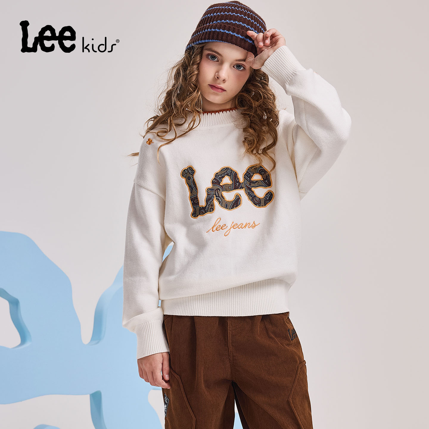 Leekids复古字母童针织衫