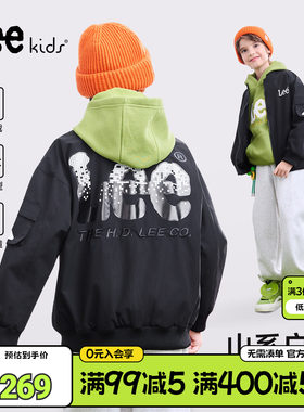 Lee kids童装梭织棒球服外套男女童春秋款户外运动休闲夹克上衣