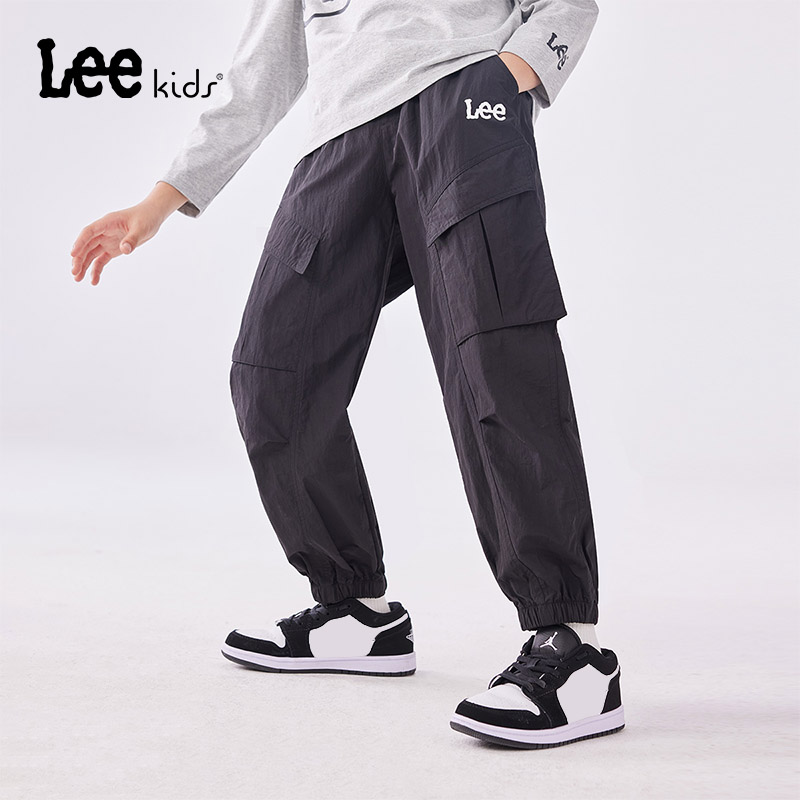 Leekids春秋透气束脚工装裤