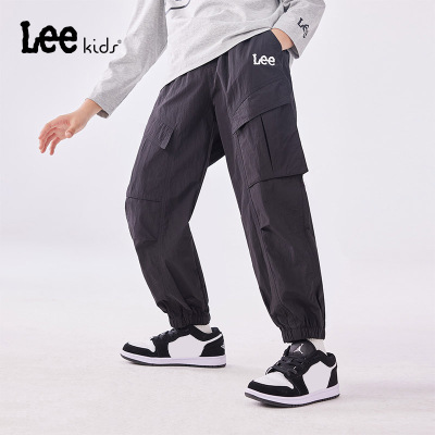 Leekids春秋透气束脚工装裤