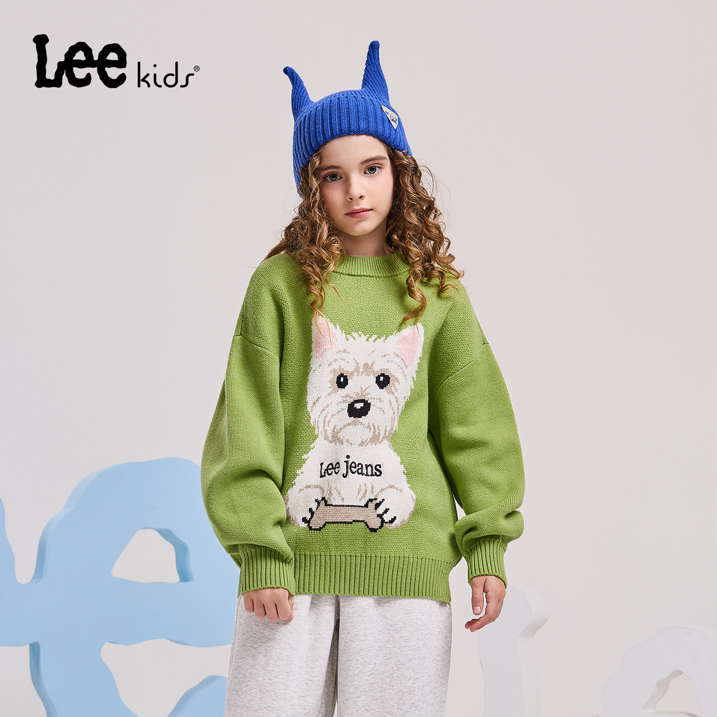 Leekids小狗印花保暖毛衣