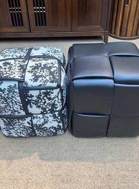 复古发换鞋凳入户凳子坐墩沙45901脚踏脚凳方代简约矮凳魔凳中古