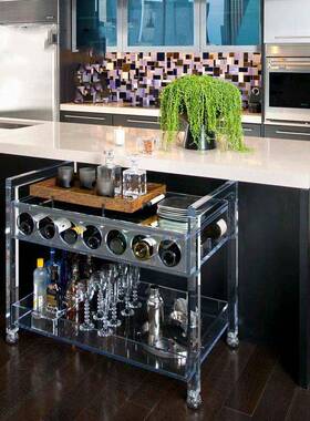 民宿别墅手推式餐车亚酒克shbr098力透明水车店欧餐茶厅高档酒水