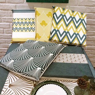 棉花大盗黄绿色防水防污桌布现代几何餐桌布艺茶几台布桌旗式绒面