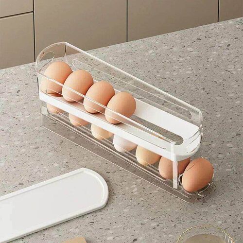 Bilayer Fridge Egg Storage Box Automatic Rolling Eggs Holder