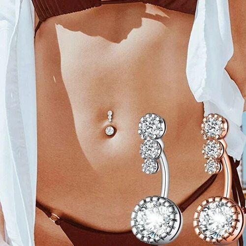 1PC Steel Belly Button Rings Crystal Piercing Navel Heart St