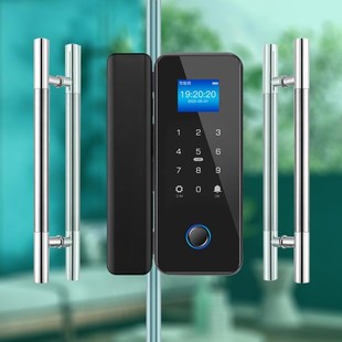 玻璃门密码锁单门专用电子锁办公室无框开门指纹锁免开孔智能锁