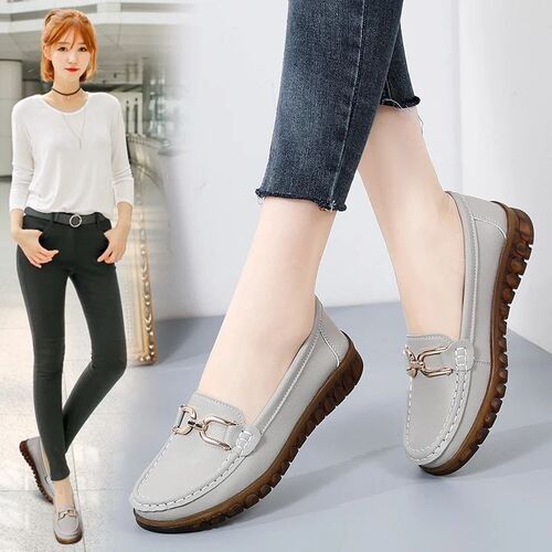 Leather Womens Shoes Casual Slip-on Loafers Ladies Casual S