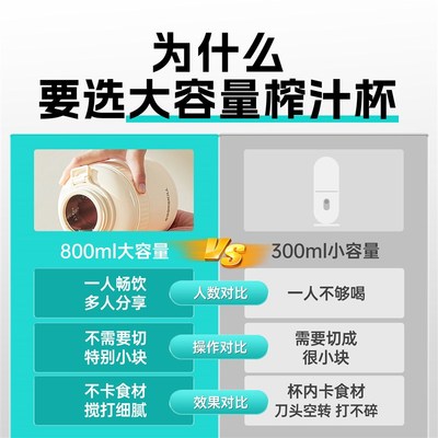 厨技榨汁机202新款小型便携式榨汁杯不锈钢家用水果大容量吨吨桶