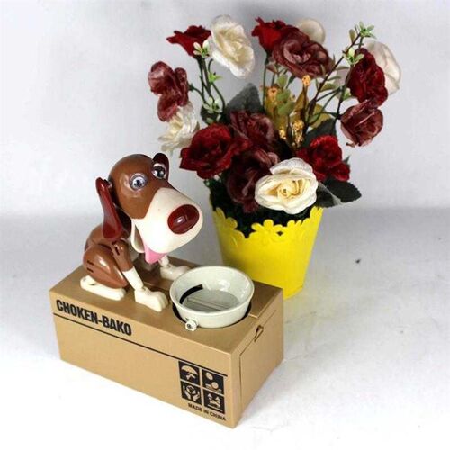 Choken Puppy Hungry Eating Dog Coin Piggy Bank Money Saving