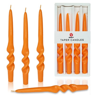 4 PA CHRISTMAS DECORATIVE SPIRAL TAPER CANDLES GREEN & RED D