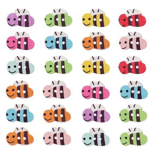 200 Pcs Wooden Bee Buttons Decorative Fabric for Sewing